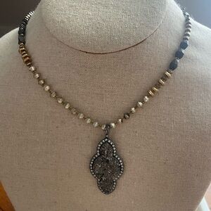 Stella & Dot Gold and Silver Pendant Necklace